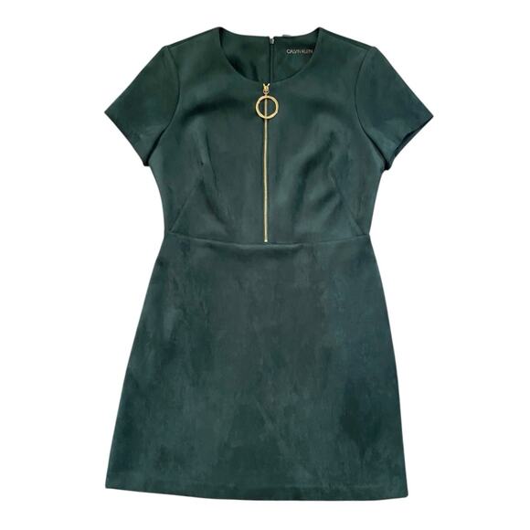 Calvin Klein Green Velvet Dress - 12 - Picture 1 of 4